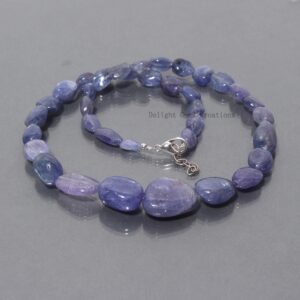 Tanzanite Nugget Beaded Necklace, Natural Gemstone Jewelry Tanzanite Nugget Beaded Necklace, Natural Gemstone Jewelry