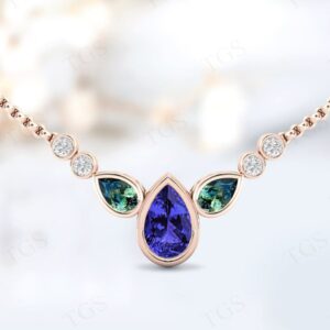 Pear Shaped Tanzanite Necklace For Women 925 Sterling Silver Multi Gemstone Necklace Unique Tanzanite Wedding Necklace Anniversary Gift Pear Shaped Tanzanite Necklace For Women 925 Sterling Silver Multi Gemstone Necklace Unique Tanzanite Wedding Necklace Anniversary Gift