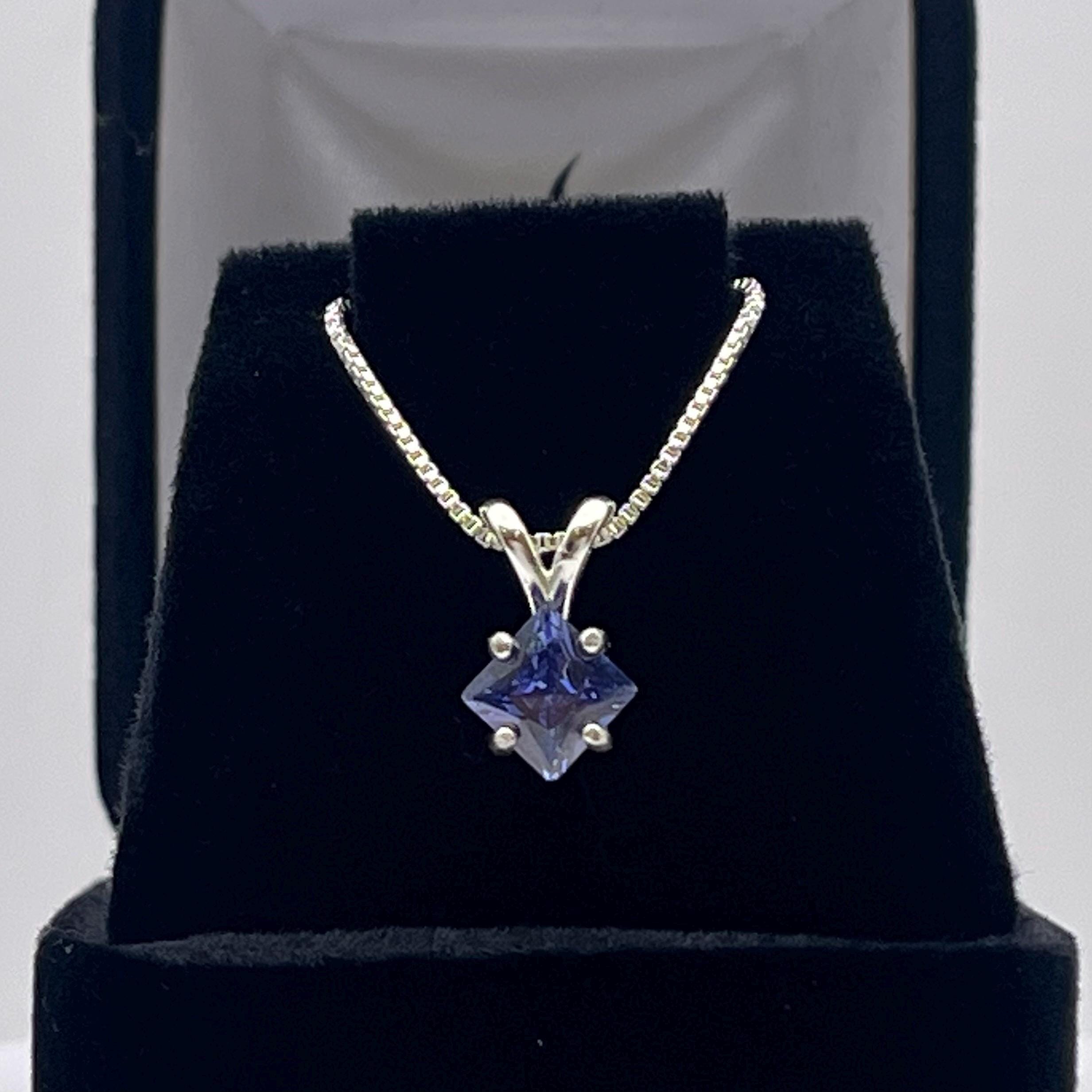 Princess Cut Tanzanite Necklace: Sterling Silver Fine Jewelry, December Birthstone