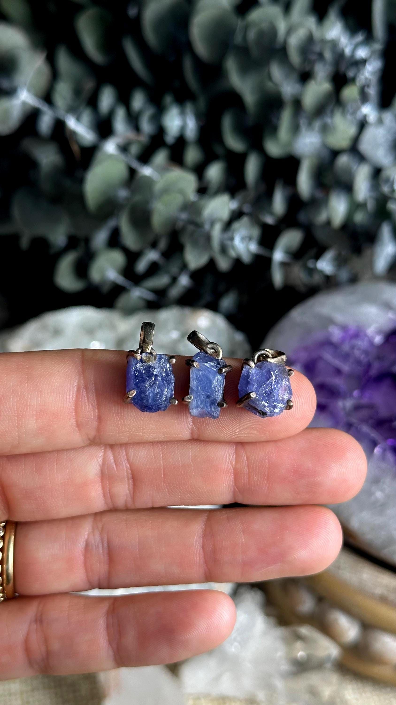 Raw Tanzanite .925 Sterling Silver Necklace - 18" Chain Raw Tanzanite .925 Sterling Silver Necklace - 18" Chain