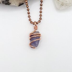 Raw Tanzanite Necklace In Copper: Intuition & Spiritual Growth Crystal Raw Tanzanite Necklace In Copper: Intuition & Spiritual Growth Crystal