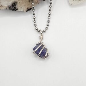 Raw Tanzanite Necklace In Silver: Intuition & Spiritual Growth Crystal Raw Tanzanite Necklace In Silver: Intuition & Spiritual Growth Crystal