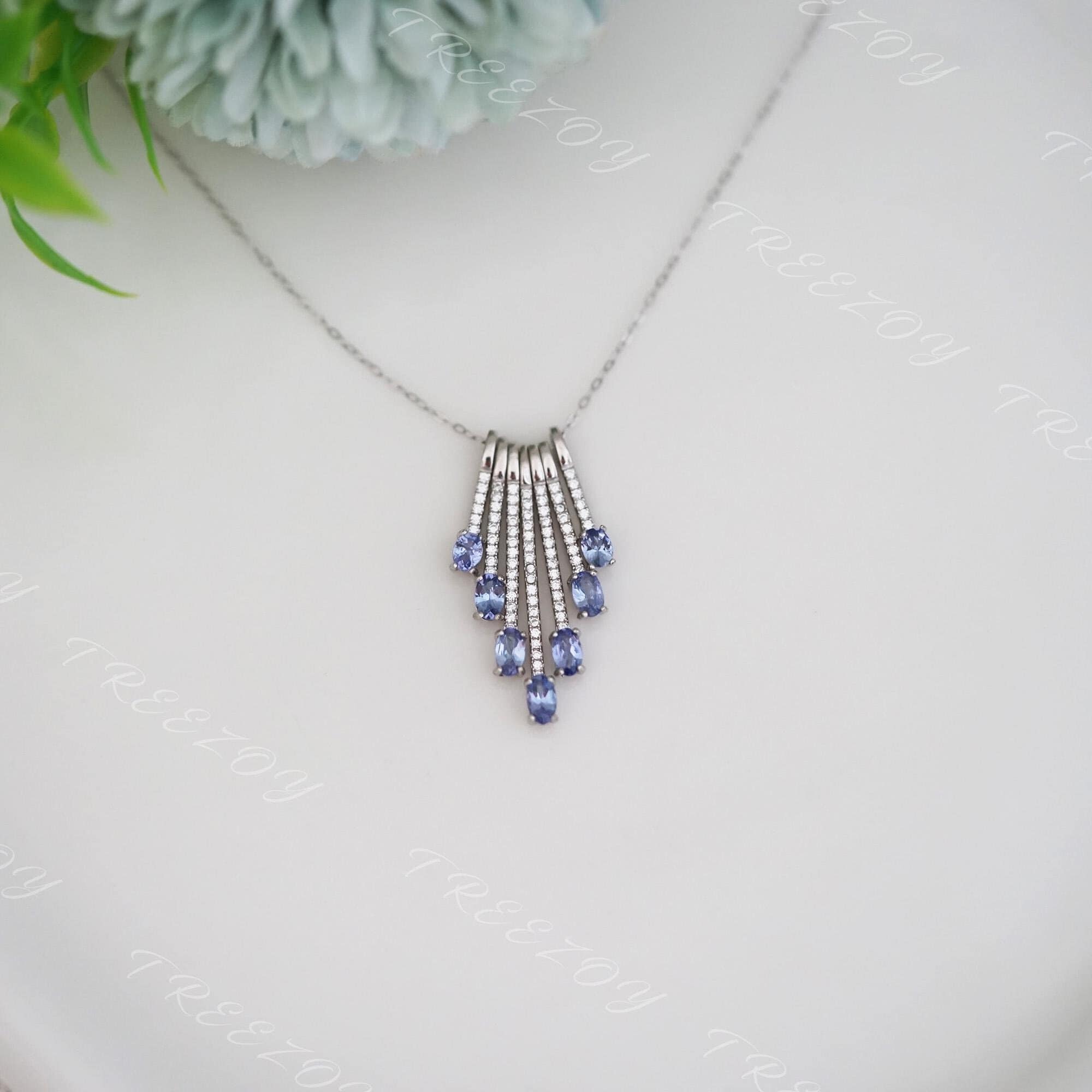 Real Oval Tanzanite Sterling Silver Necklace - December Birthstone