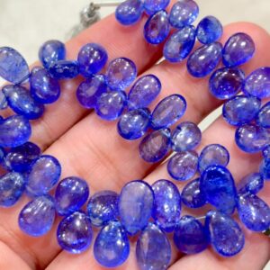 10 Pieces beads, Finest Quality, 100% Natural Tanzanite Smooth Pear, Size 8-9mm