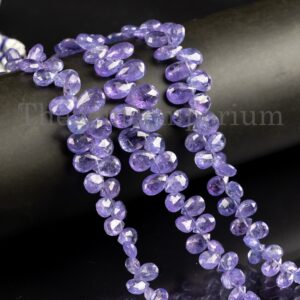 Tanzanite Pear Briolette Beads, Faceted Gemstone, 20cm Strand