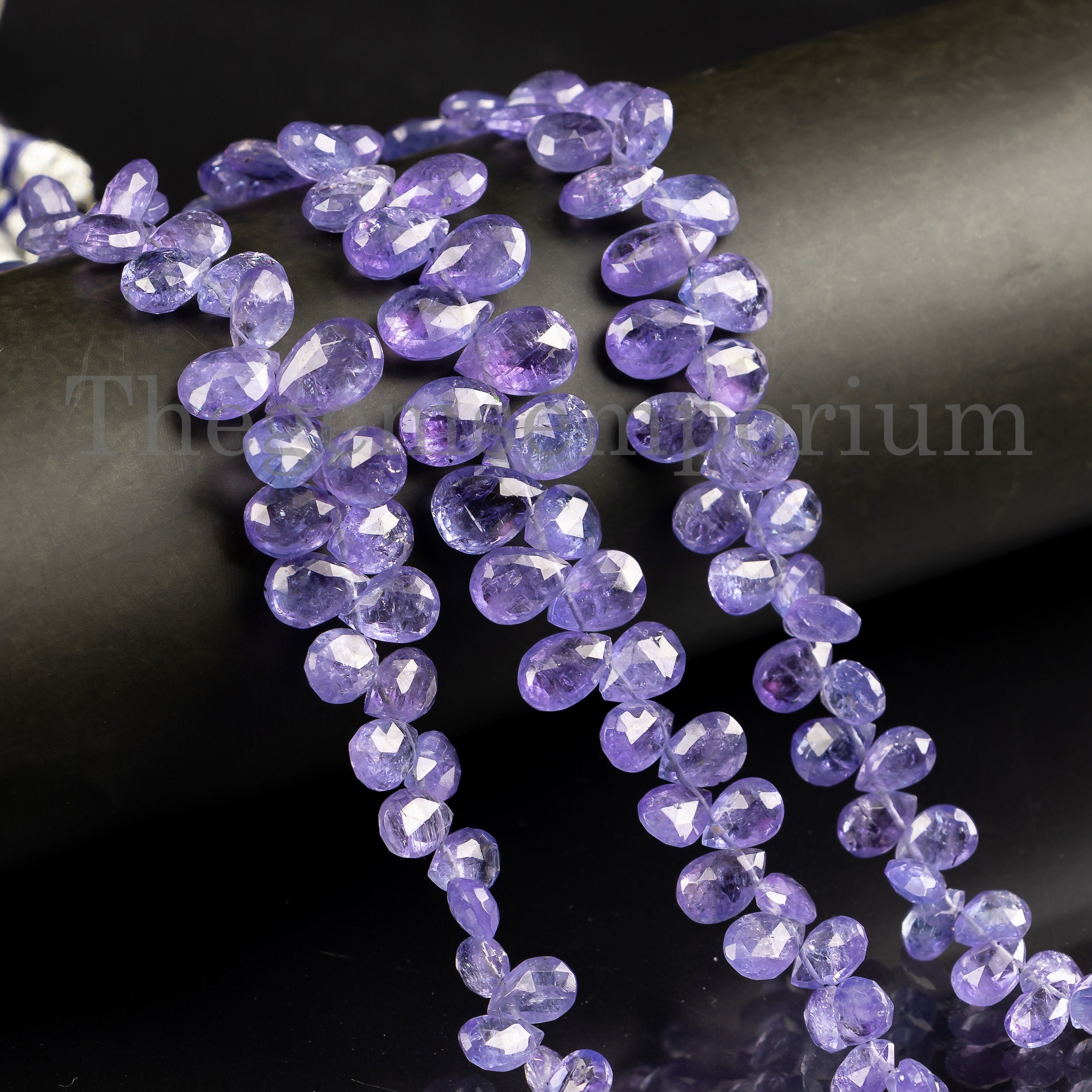 Tanzanite Pear Briolette Beads, Faceted Gemstone, 20cm Strand