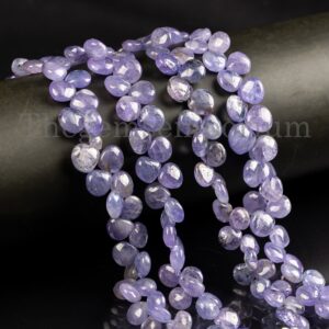 6-9mm Tanzanite Smooth Beads, Tanzanite Plain Heart Shape Beads, Tanzanite Plain Beads, Natural Tanzanite Gemstone Beads, Heart Beads