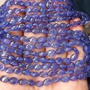 6 Inches Strand,Finest Quality,Natural Tanzanite Smooth Oval Beads,Size 6-8mm