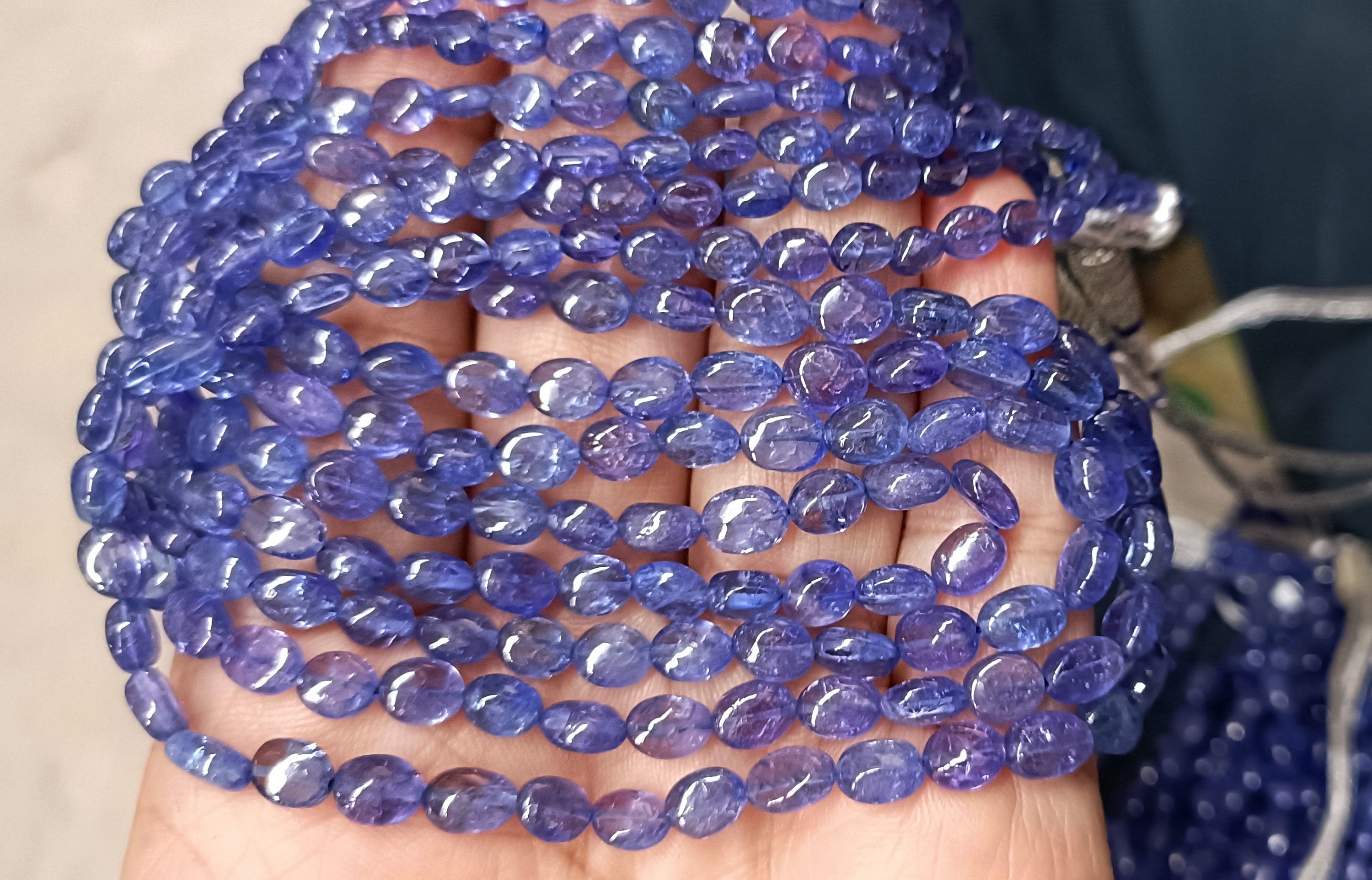 6 Inches Strand,finest Quality,natural Tanzanite Smooth Oval Beads,size 6-8mm