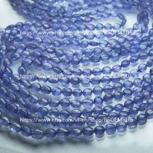 7 Inches Strand,Finest Quality,Natural Tanzanite Smooth Oval Beads,Size 5-6mm