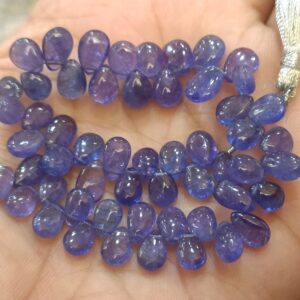 7 Inches Strand,Finest Quality,Natural Tanzanite Smooth Pear Shaped Briolettes,Size 8-10mm