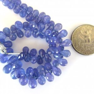 AA Natural Tanzanite Faceted Tear Drop Briolette Beads, Tanzanite Briolette Beads, Tanzanite Jewelry, Tanzanite Stone, GDS898