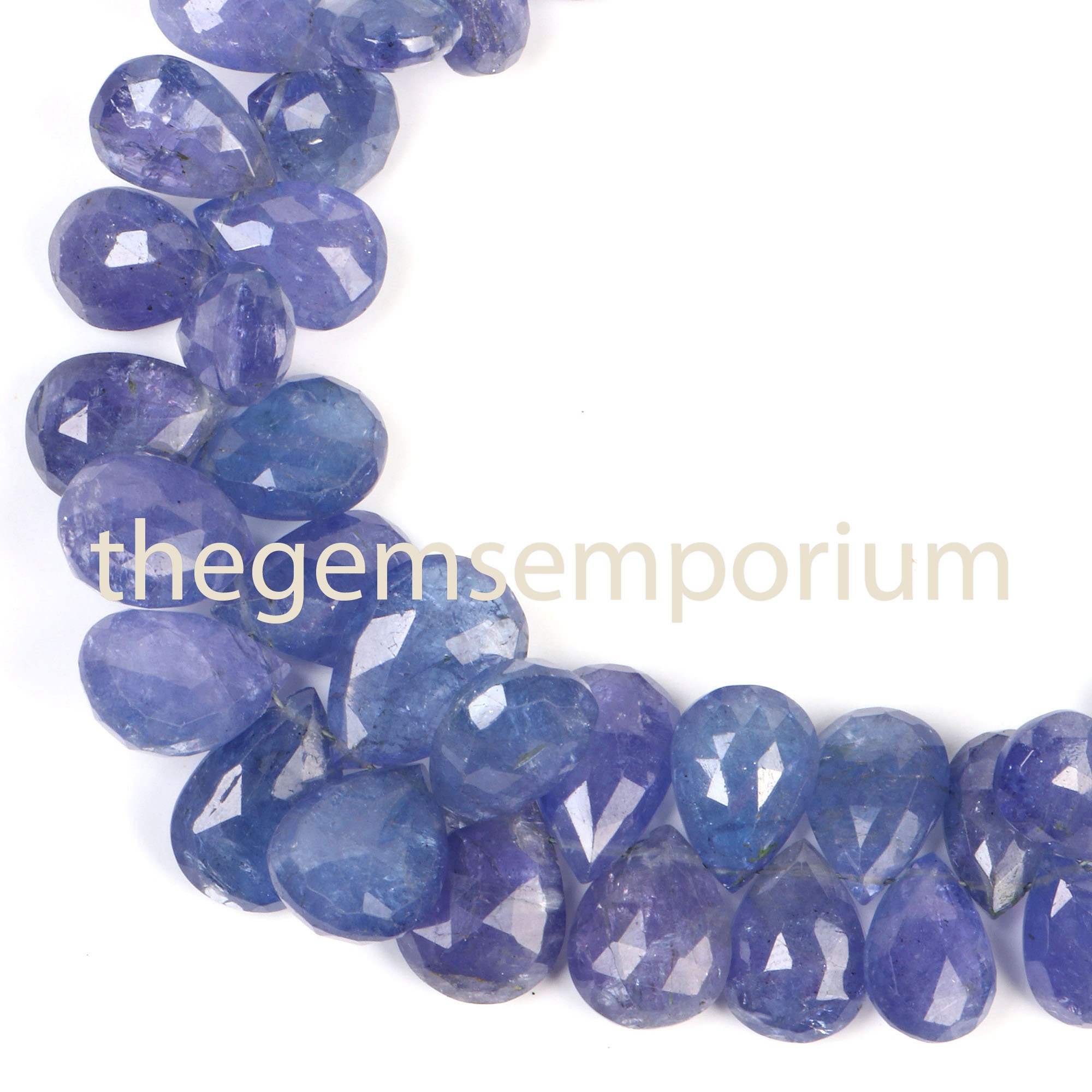 Aaa Tanzanite Faceted Pear Briolette Beads, 18cm Strand