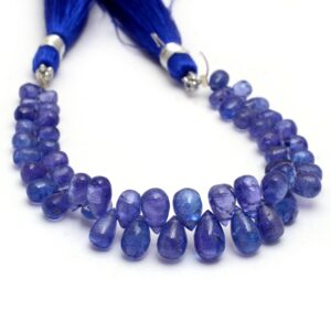 AAA+ Tanzanite Gemstone 5mm-8mm Smooth Teardrop Briolette Beads | 5" Strand | Natural Purple Tanzanite Precious Gemstone Loose Drops Beads