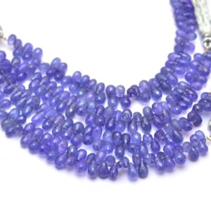 AAA+ Tanzanite Gemstone 5x7mm-6x8mm Faceted Teardrop Briolette Beads | 6" Strand | Natural Tanzanite Semi Precious Gemstone Loose Drop Beads