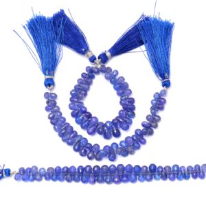 AAA+ Tanzanite Gemstone 7x5mm-6x9mm Faceted Teardrop Beads | 5inch Strand | Natural Tanzanite Semi Precious Gemstone Faceted Drop Beads