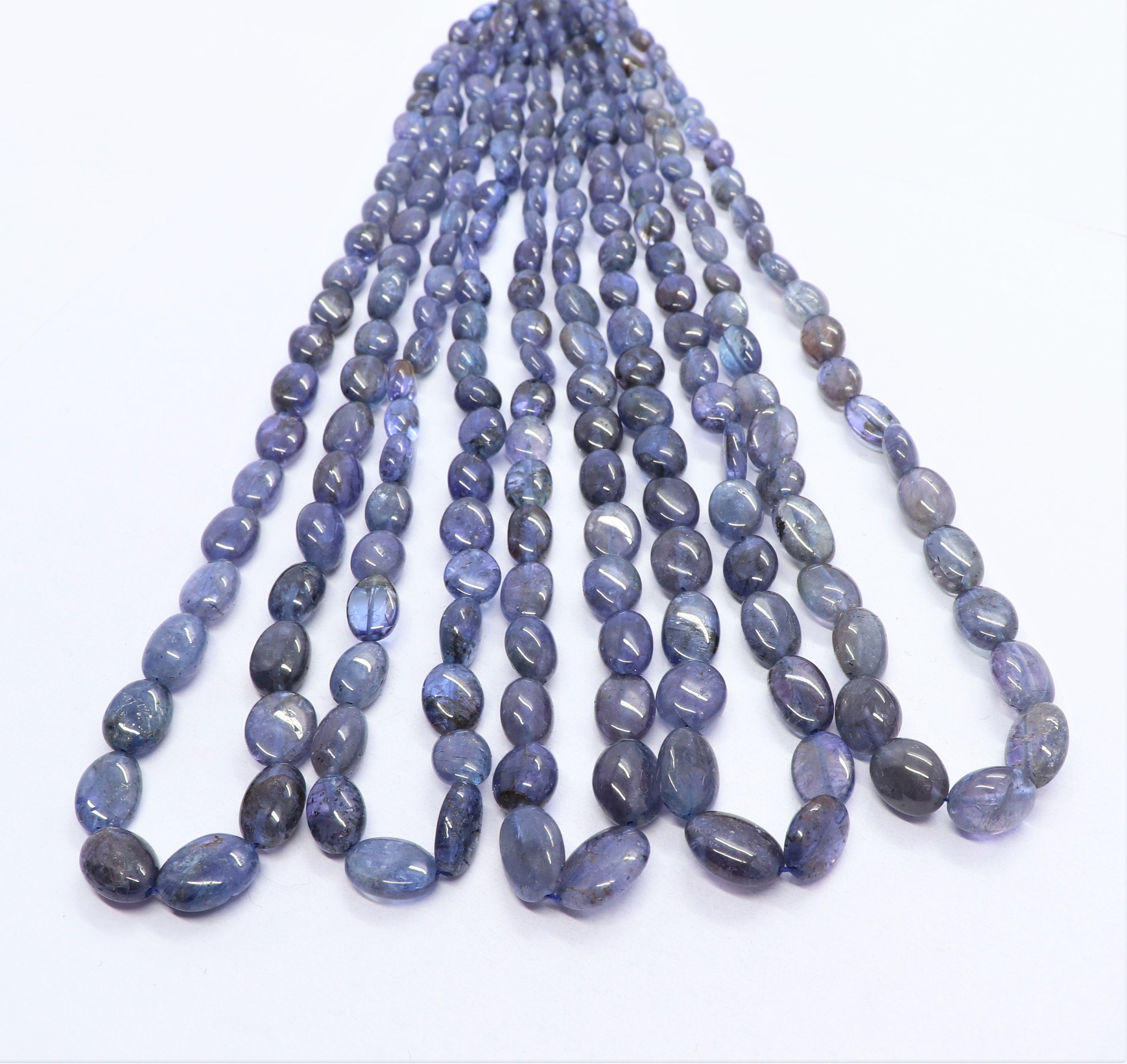 Aaa Natural Tanzanite Smooth Oval Beads, 5x7-7x10 Mm Tanzanite Gemstone Beads, 16 Inch Oval Beads Necklace