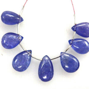 Aaa Tanzanite Pear Briolette Beads: 7x11-7x13mm Gemstone Drops, Set Of 7