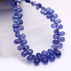 AAA+ Purple Tanzanite 5mm-9mm Smooth Teardrop Briolette Beads | 6inch Strand | Natural Purple Tanzanite Precious Gemstone Loose Drops Beads