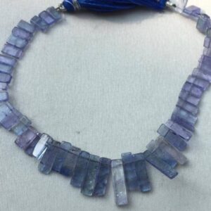 Bead Tanzanite plain polished sticks 7x4 to 15x6mm , pack of 5 beads