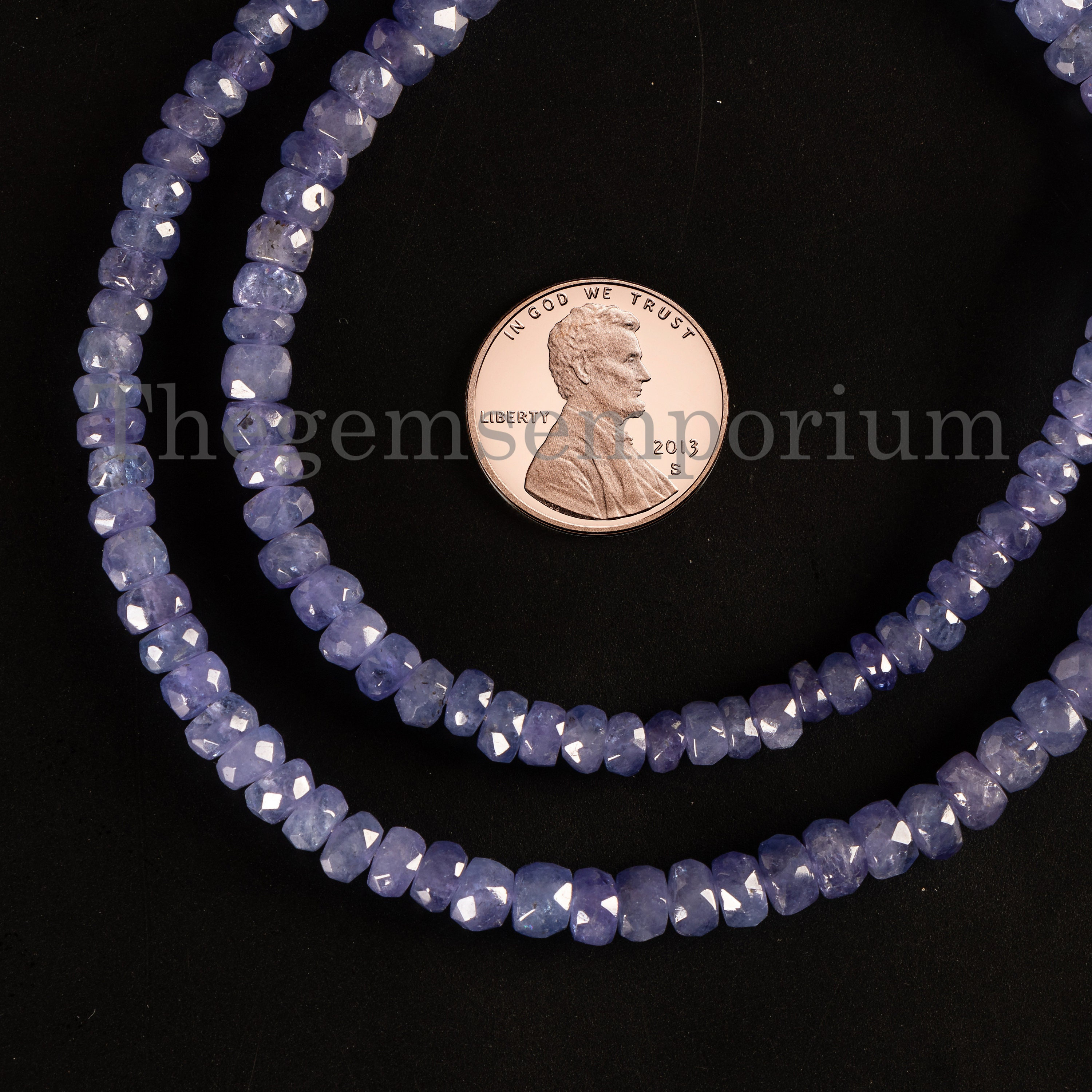 Tanzanite Beads Necklace, Tanzanite Faceted Rondelle Necklace, Tanzanite Gemstone Jewelry, 4-6mm Tanzanite Briolette Necklace, Gift For Her