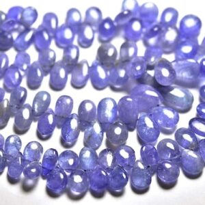 Tanzanite Briolette Beads - 8 inches - Beautiful Natural Smooth Tanzanite Pear Briolettes - Size is 6x8 - 7x12mm #1151
