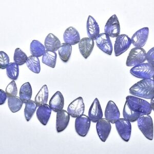Tanzanite Carved Beads - 7 Inches - Natural Super Quality Hand Crafted Carved Tanzanite Leaves - Size Is 6x9-8x13mm #542