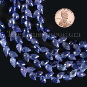 Faceted Tanzanite Teardrop Beads, Side Drilled Briolette Drops
