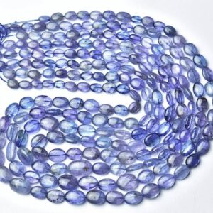 Finest Quality Tanzanite Oval Beads - 14 Inches - Natural Smooth Tanzanite Oval Shape Beads - Size Is 4x5- 7x9mm #2240