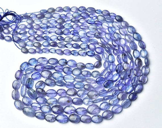 Finest Quality Tanzanite Oval Beads - 14 Inches - Natural Smooth Tanzanite Oval Shape Beads - Size Is 4x5- 7x9mm #2240