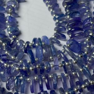 Natural Beautiful Tanzanite Fancy Side Drilled Disc Shaped Gemstone Beads Size 6x4-8x5 Mm Approx Tanzanite High Quality Beads 9 Inches