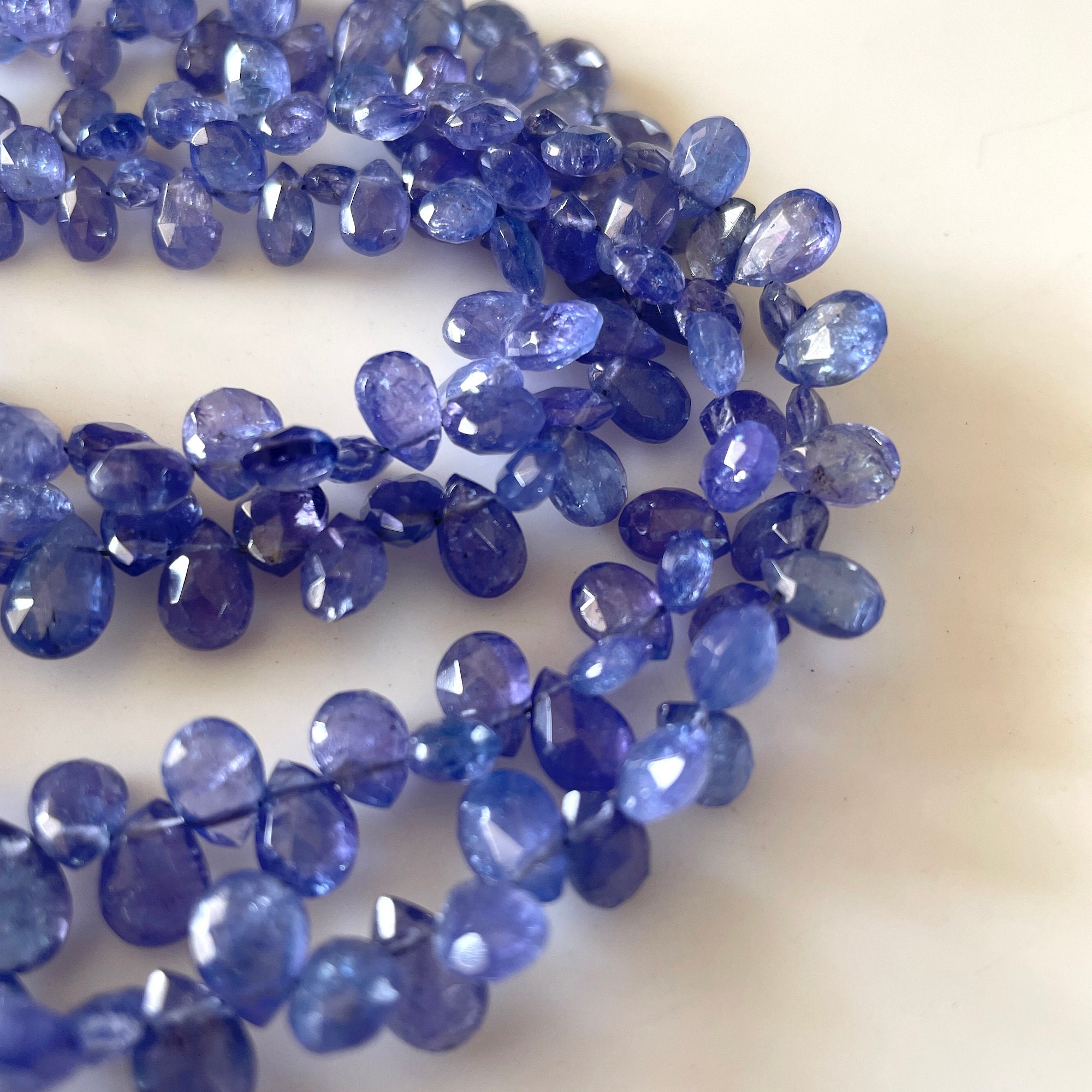 Natural Tanzanite Blue Faceted Pear Shaped Briolette Beads, 6mm To 10mm Tanzanite Gemstone Beads, Sold As 8 Inch/16 Inch Strand, Gds2147