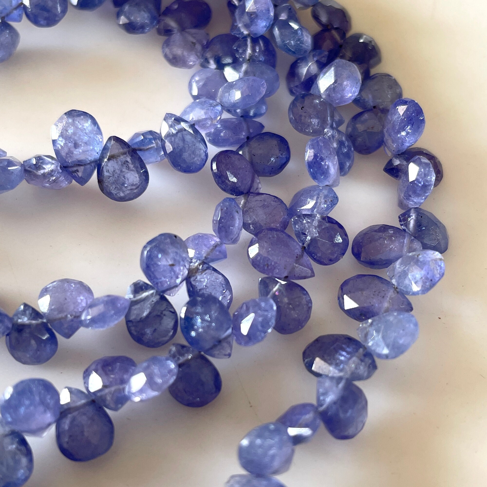 Natural Tanzanite Blue Faceted Pear Shaped Briolette Beads, 5mm To 7mm Tanzanite Gemstone Beads, Sold As 8 Inch/16 Inch Strand, Gds2146