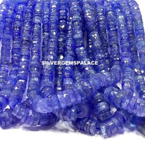 Natural Tanzanite Faceted Tyre Cut Beads Tanzanite Heishi Beads 4-7.mm Tanzanite Beads Graduated Tanzanite String Tanzanite Gemstone Beads.