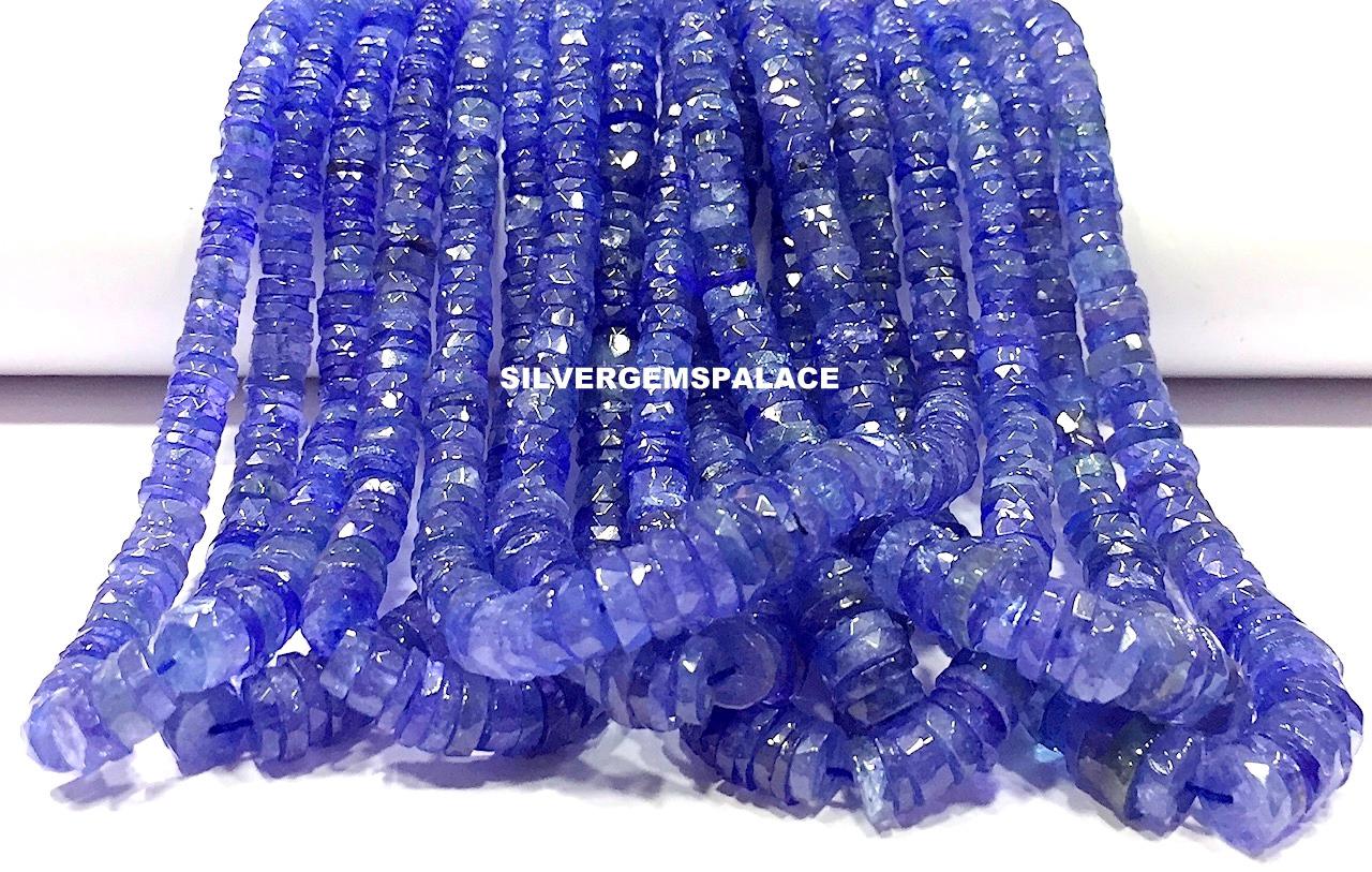Natural Tanzanite Faceted Tyre Cut Beads Tanzanite Heishi Beads 4-7.mm Tanzanite Beads Graduated Tanzanite String Tanzanite Gemstone Beads.