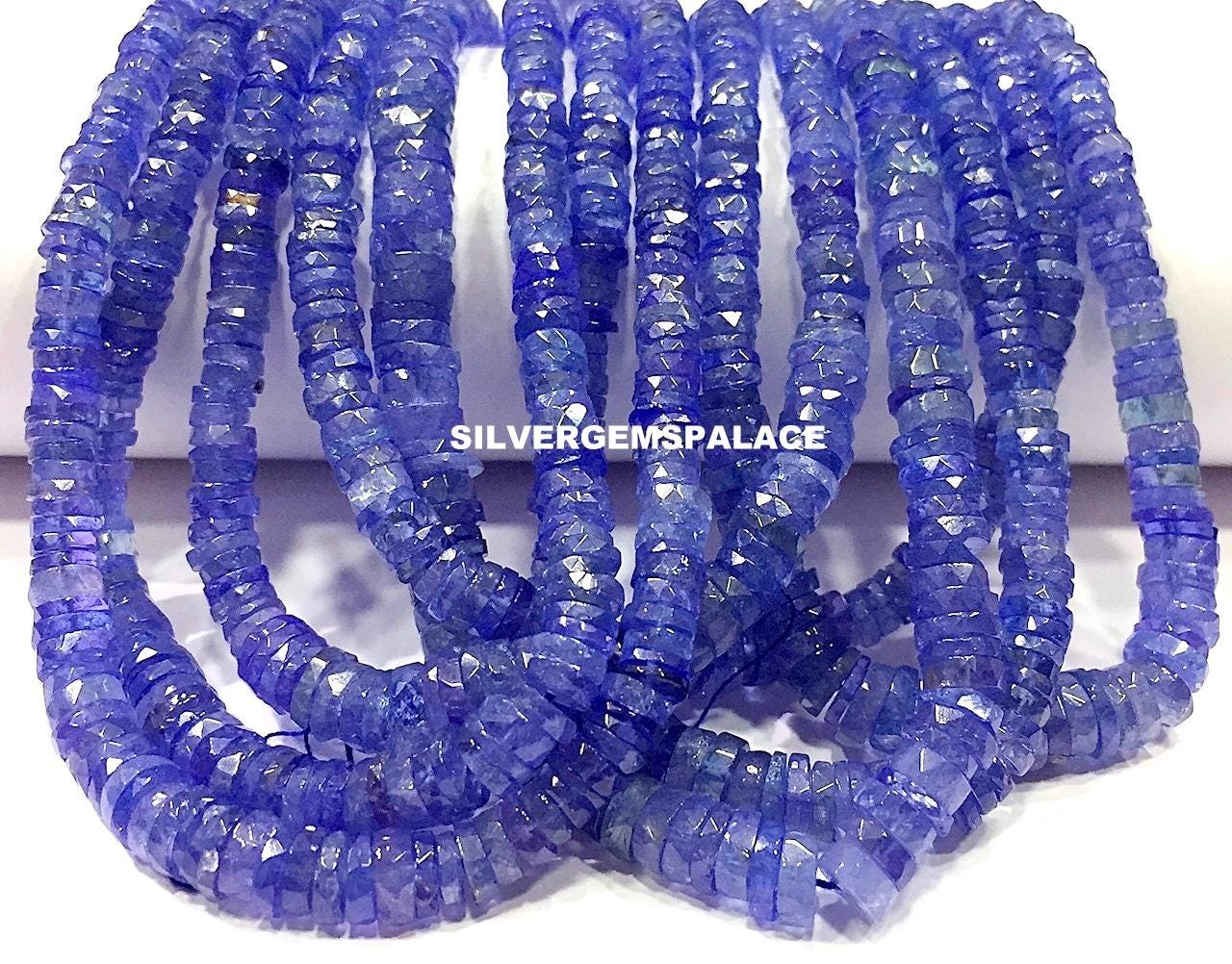 Natural Tanzanite Faceted Beads String Tanzanite Tyre Beads Tanzanite Heishi Beads 4-6.mm Tanzanite Wheel Beads Tanzanite Jewelry Beads.