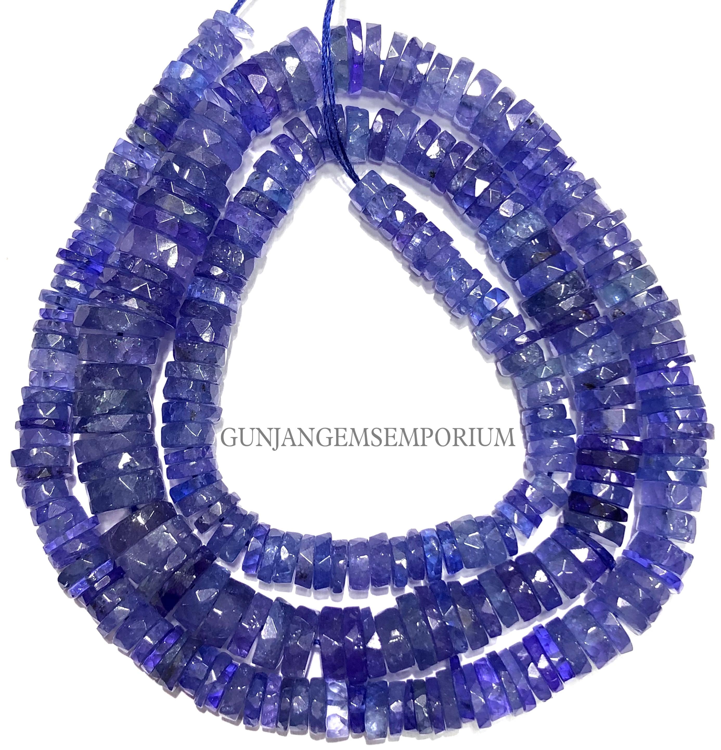 Natural Tanzanite Gemstone Beads Tanzanite Faceted Tyre Beads Tanzanite Heishi Beads Tanzanite Faceted Heishi Cut Beads Tanzanite Necklace