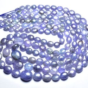 Tanzanite Oval Beads - 15 Inches - Beautiful Natural Smooth Tanzanite Brilotte - Size Is 6 - 10 Mm #2644