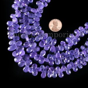 Tanzanite Pear Shape Beads,Tanzanite Faceted Beads,Faceted Pear Beads,Tanzanite Beads Strand,4.5x6-7x12 mm Loose Tanzanite Beads for Jewelry