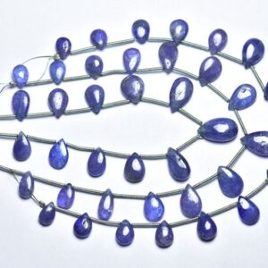 Tanzanite Pear Beads - 8 Inches - Natural Beautiful Tanzanite Smooth Pear Briolettes - Size Is 6x9 - 8x13 Mm #547