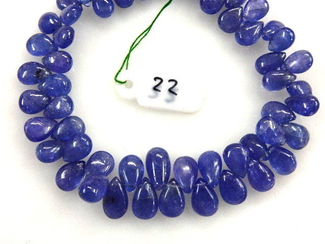 Tanzanite Pear Drops: 8" Strand Of 5-8mm Briolette Beads