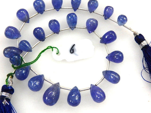 Tanzanite Stone Beads: 8" Smooth Gemstone Tear Drops (5-8mm)