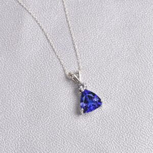 14k Gold Tanzanite Trillion Pendant – Anniversary Necklace