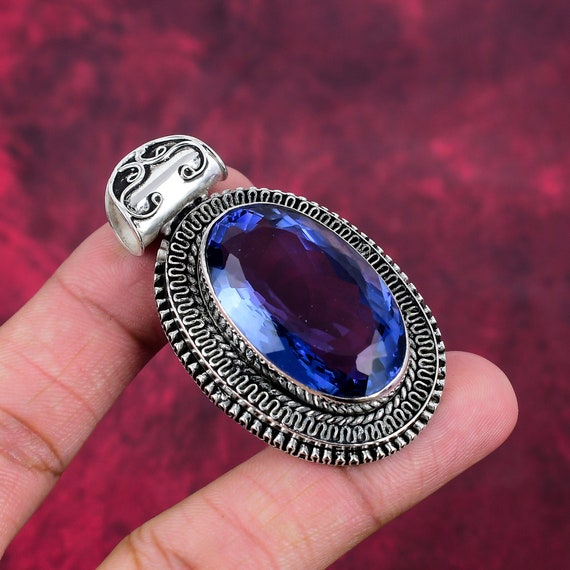 Tanzanite Pendant, 925 Sterling Silver Jewelry, Gemstone Jewelry, Handmade Pendant, Adjustable Chain Pendant Necklace Engagement Gifts