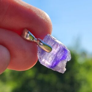 Bi-color Tanzanite Pendant: Sterling Silver Tanzanite Crystal Necklace