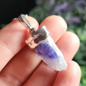 Bicolor Tanzanite Sterling Silver Pendant: Raw Crystal Gemstone