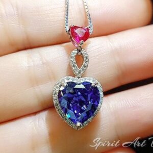 Double Heart Tanzanite Necklace -gemstone Heart Connect Heart Pendant - 18kgp Sterling Silver - December Birthstone #740
