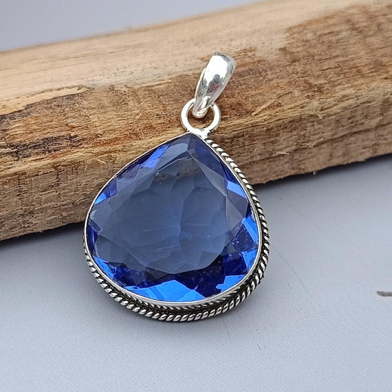 Handmade Tanzanite 925 Sterling Silver Pendant Necklace