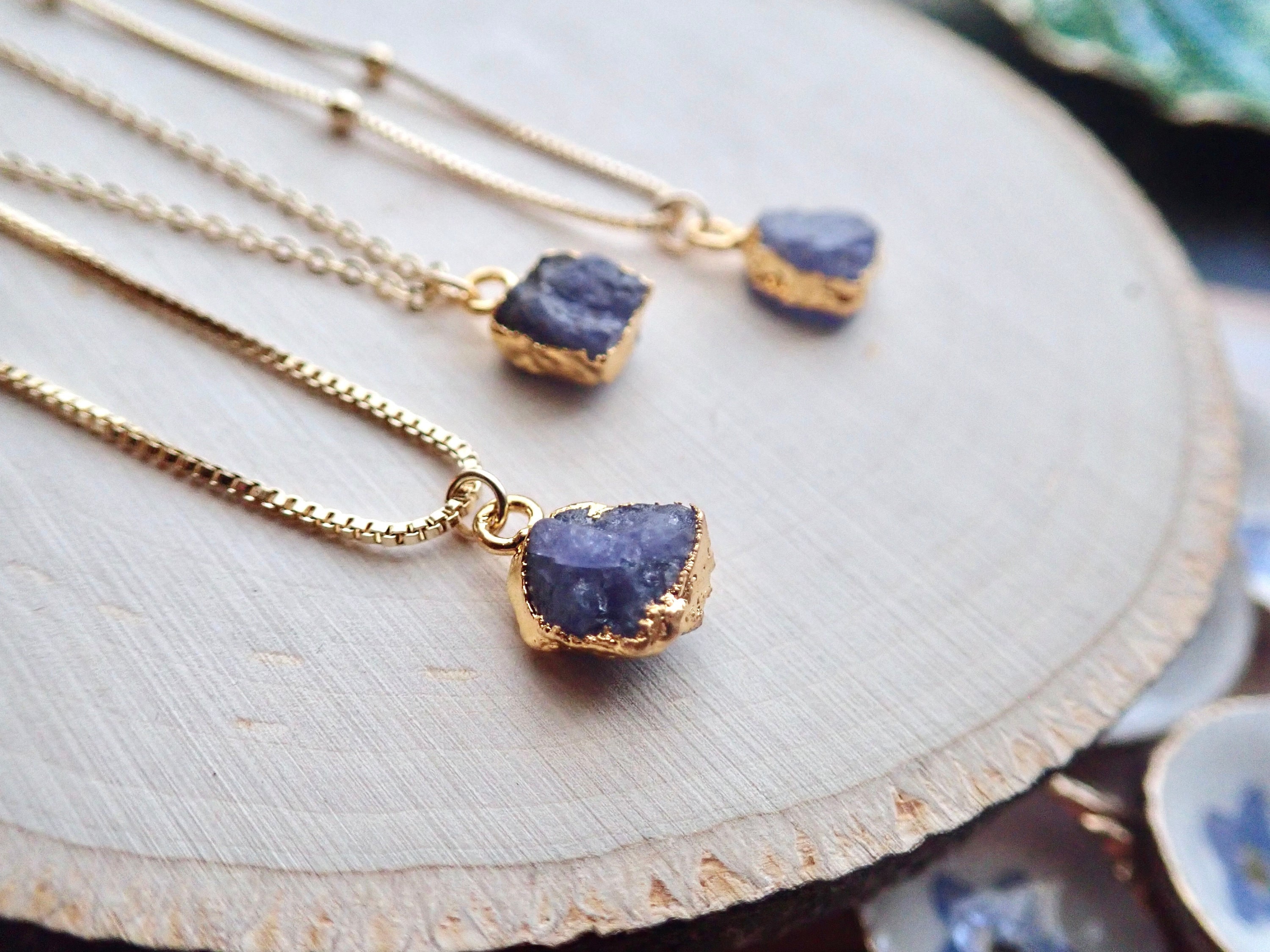 Natural Tanzanite Pendant Necklace, Raw Gemstone Necklace, December Birthstone Gift, Natural Crystal Necklace, Tanzanite Jewelry Gift For Her