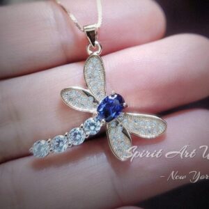 Tanzanite Necklace - Dragonfly Pendant - 18kgp @ Sterling Silver - December Birthstone - Rose Gold Lab Created Tanzanite Pendant #342